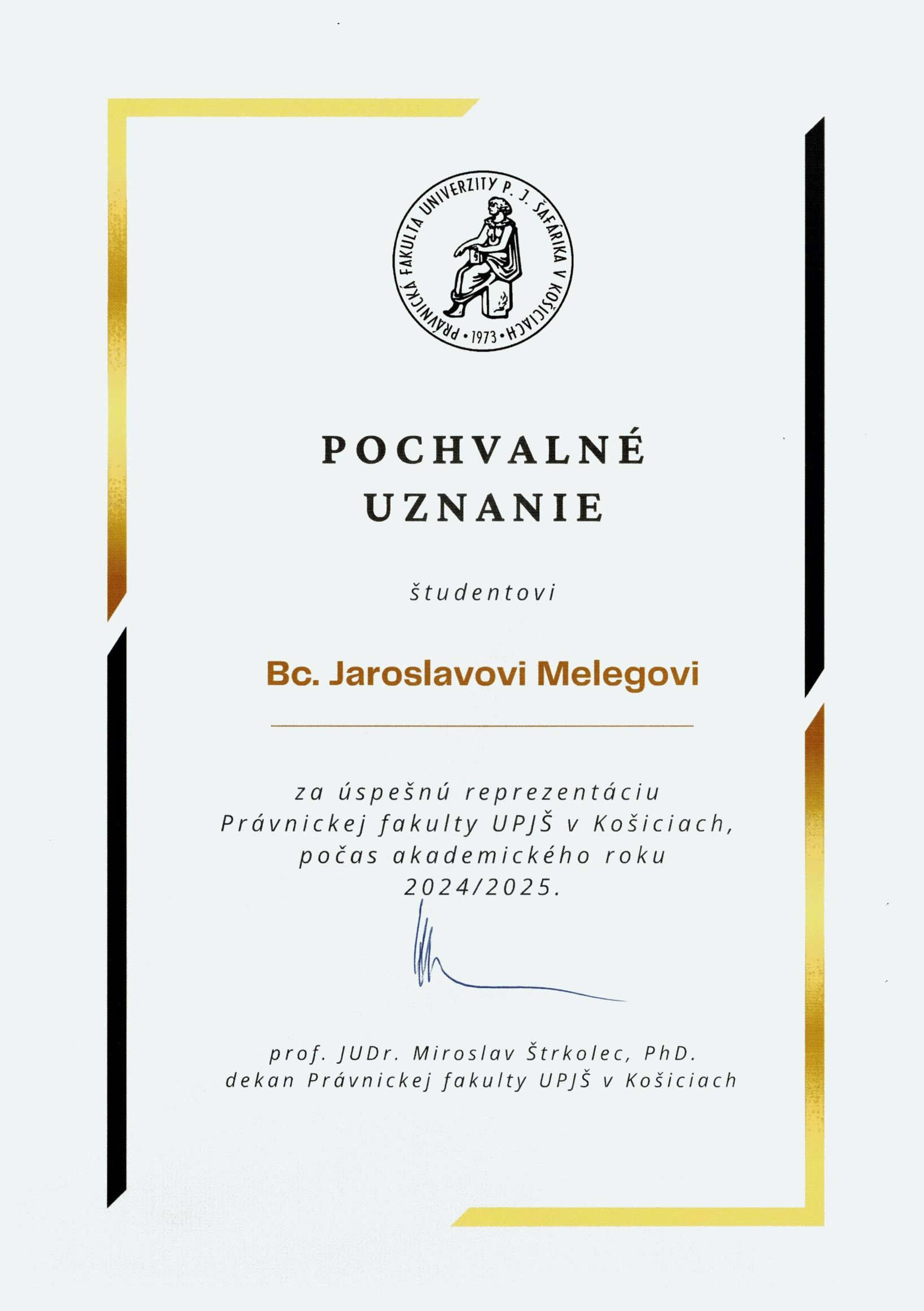 Pochvalné uznanie 2025